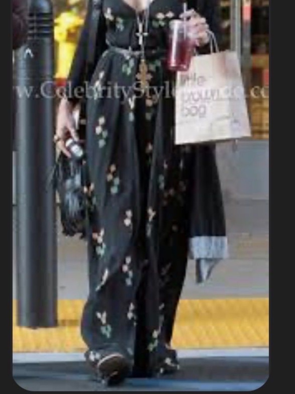 Black Floral Maxi Dress with V-Neck